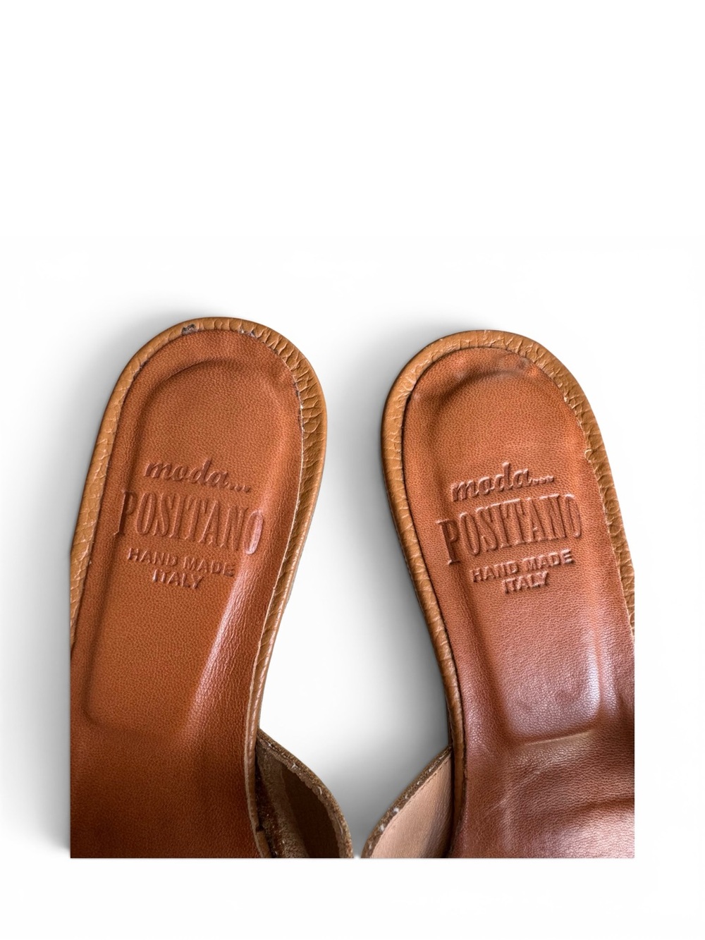 Oran Style Sandals Tan Leather Italian Slides by Moda Positanos - Picture 10 of 11